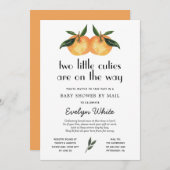 Zwei kleine Süssen Twin Baby Dusche per Mail Einladung (Vorne/Hinten)