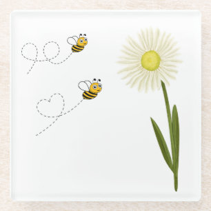 Zwei kleine und niedliche Bienen Glasuntersetzer