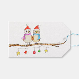 Zwei kleine Vögel auf einem Ast Geschenkanhänger