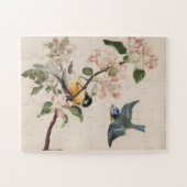 Zwei kleine Vögel in der Nähe eines Apfelblumenzwe Puzzle (Horizontal)