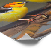 Zwei kleine Vögel sitzen auf einem Ast Poster (Ecke)