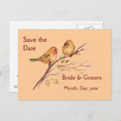 Zwei kleine Vogelspangen pfirsichbraun Rustikale N Ankündigungspostkarte (Vorne/Hinten)
