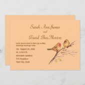 Zwei kleine Vogelspangen pfirsichbraun Rustikale N Einladung (Vorne/Hinten)