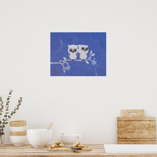 Zwei kleine, weiße Eulenposter Poster (Küche)