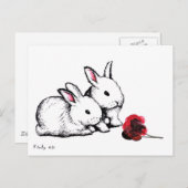 Zwei kleine weiße Kaninchen Postkarte (Vorne/Hinten)