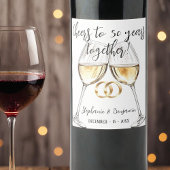 Zwei klinkende Brille 50. Hochzeitstag Weinetikett