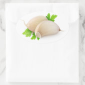 Zwei Knoblauchstücke Ovaler Aufkleber (Tasche)