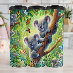 Zwei Koalas im Schmetterlingswald Thermosbecher