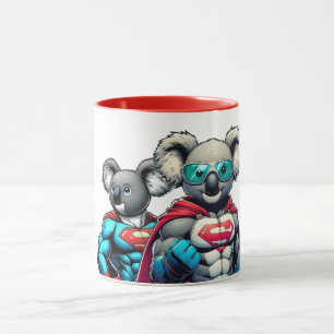 Zwei Koalas in Superheldenkleidung. Tasse