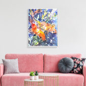 Zwei Koi Aquarellbilder Leinwanddruck (Insitu (Wohnzimmer))