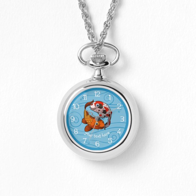 Zwei Koi Carp Fish Friends Cartoon Armbanduhr (Vorderseite)
