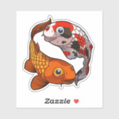 Zwei Koi Carp Fish Friends Cartoon Aufkleber (Blatt)