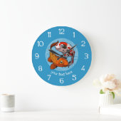 Zwei Koi Carp Fish Friends Cartoon Große Wanduhr (Zuhause)
