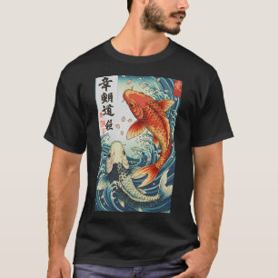 Zwei Koi-Fische schwimmen in einer großen Welle T-Shirt