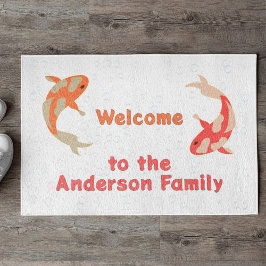 Zwei Koi in Orange und Red Fußmatte