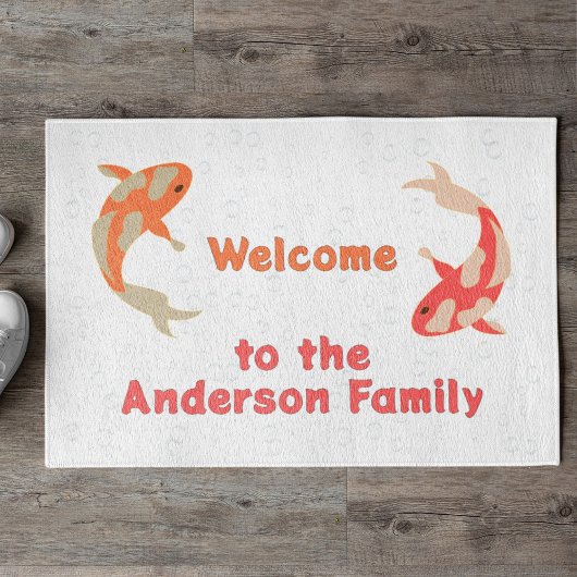 Zwei Koi in Orange und Red Fußmatte
