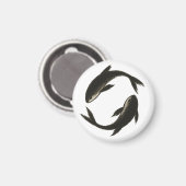 Zwei Koi - Tinte Pinselfische auf Magnet (Vorderseite/Rückseite)