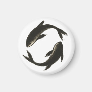 Zwei Koi - Tinte Pinselfische auf Magnet