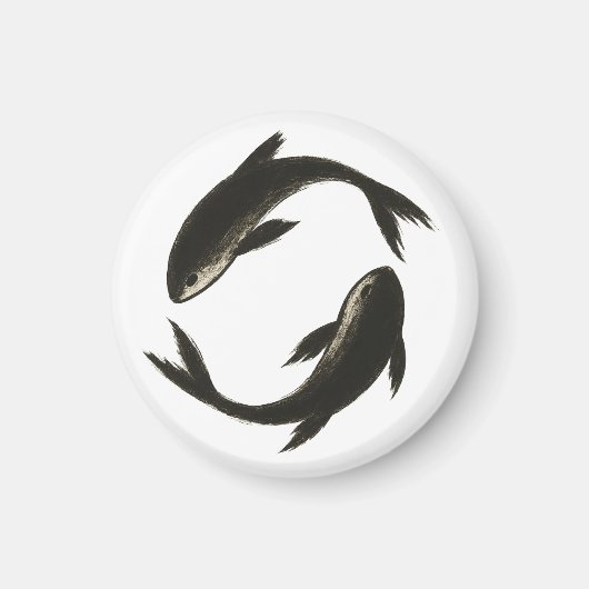 Zwei Koi - Tinte Pinselfische auf Magnet (Vorne)