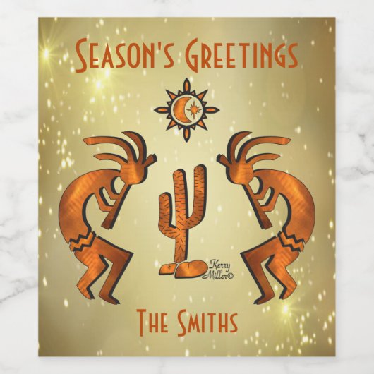 Zwei Kokopelli Weinetikett (Einzelnes Label)