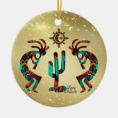 Zwei Kokoplelli spielen die Keramik Flute Keramik Ornament (Vorne)