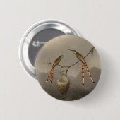 Zwei Kolibris mit ihren Jungen Button (Vorne & Hinten)