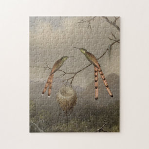 Zwei Kolibris mit ihren Jungen Puzzle