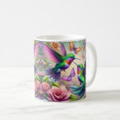 Zwei Kolibris und Blumen Kaffeetasse (VorderseiteRechts)
