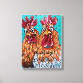 Zwei komische Rooster Leinwanddruck (Vorderseite)