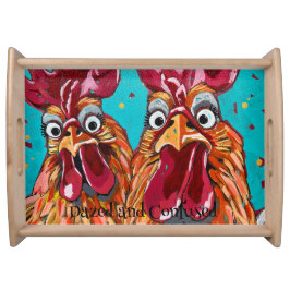 Zwei komische Rooster Serviertablett
