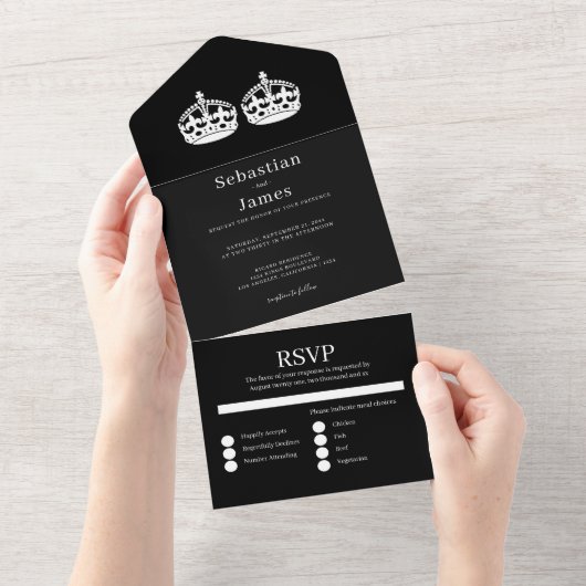 Zwei Könige machen eine Paarschwulenhochzeit All In One Einladung (Abreißen)