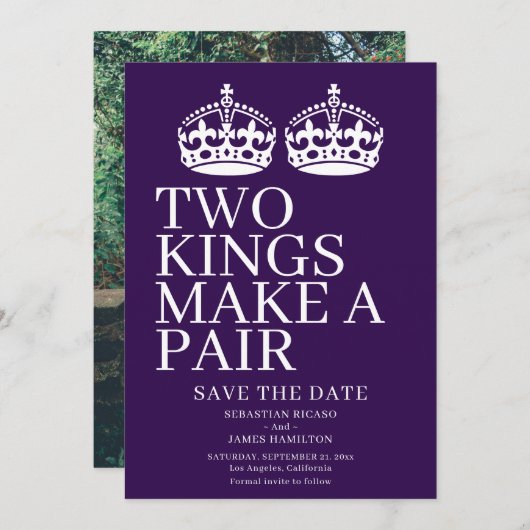 Zwei Könige machen eine Paarschwulenhochzeit Ankündigung (Vorne/Hinten)