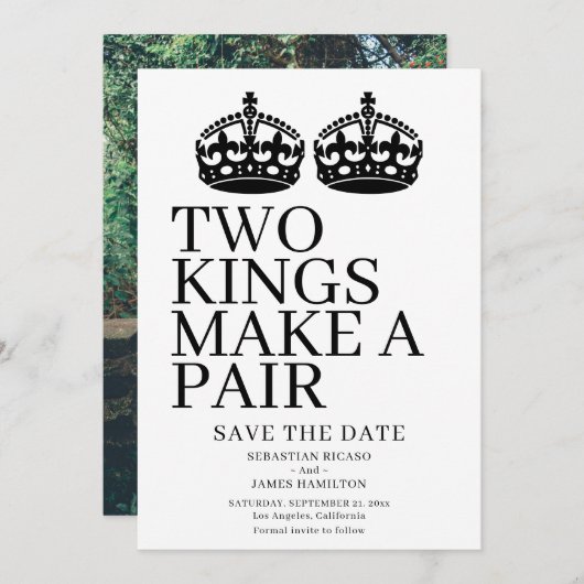 Zwei Könige machen eine Paarschwulenhochzeit Ankündigung (Vorne/Hinten)