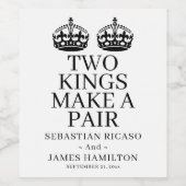 Zwei Könige machen eine Paarschwulenhochzeit Weinetikett (Einzelnes Label)