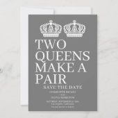 Zwei Königinnen machen eine paarige lesbische Hoch Ankündigung (Vorderseite)