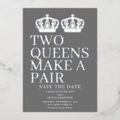 Zwei Königinnen machen eine paarige lesbische Hoch Folieneinladung (Vorderseite)
