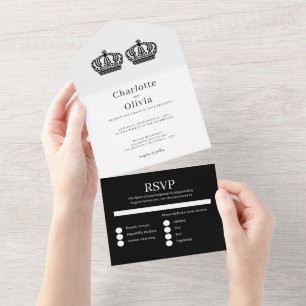 Zwei Königinnen machen eine Paarverheiratung All In One Einladung