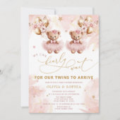 ZWEI können wir frühzeitig abwarten Babydusche Einladung (Vorderseite)