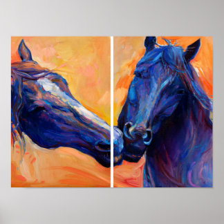 Zwei Kopfgemälde: Modernes Equine Art Duo Poster