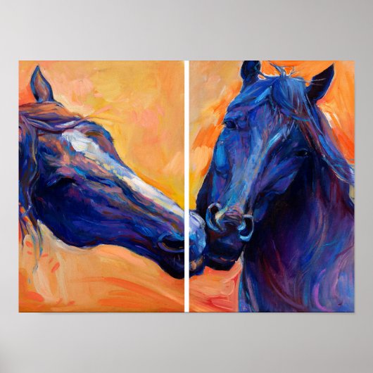 Zwei Kopfgemälde: Modernes Equine Art Duo Poster (Vorne)