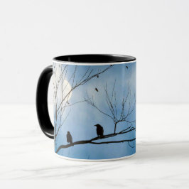 Zwei Krähen auf einem Ast Tasse