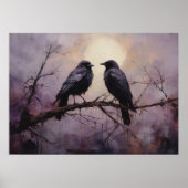 Zwei Krähen auf einem Zweig Poster (Vorne)