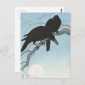 Zwei Krähen auf einem Zweigbild von Ohara Koson Postkarte (Vorne/Hinten)