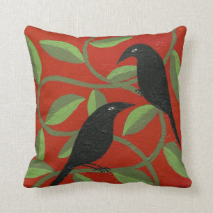 Zwei Krähen für Freude-Kissen Kissen