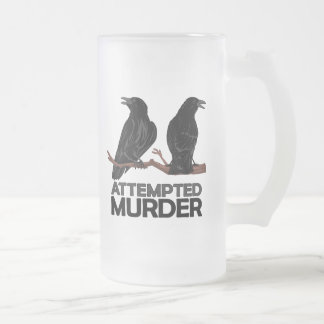 Zwei Krähen = Mordversuch Mattglas Bierglas