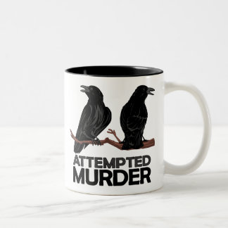 Zwei Krähen = Mordversuch Zweifarbige Tasse