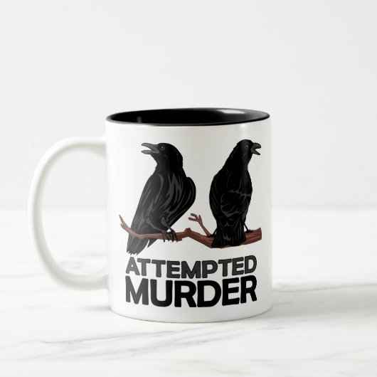Zwei Krähen = Mordversuch Zweifarbige Tasse (Links)