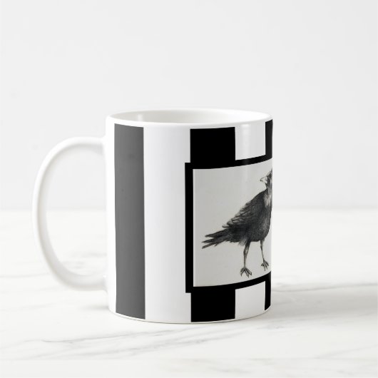 Zwei Krähen und schwarze Streifen Kaffeetasse (Links)