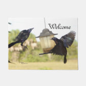 Zwei Krähenvögel willkommene Fußmatte (Vorderseite)