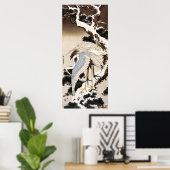 Zwei Krane auf schneebedeckten Kiefern, Hiroshige Poster (Heimbüro)